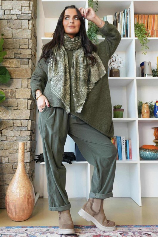 Big Softie Super Slant Knit Jumper Deep Khaki /17=